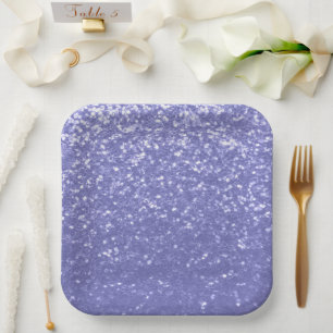 Lavender violet sparkles glitter bling paper plate