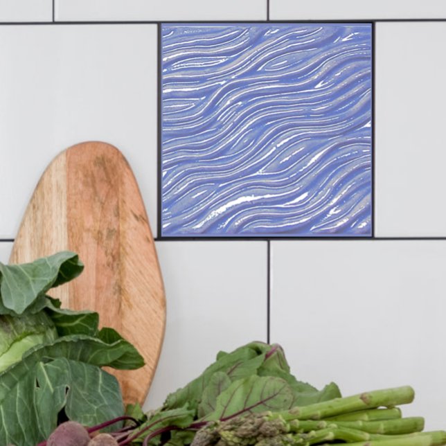 Lavender water look Ceramic Decorative Tile (Lavender water look tile , shown with white.)
