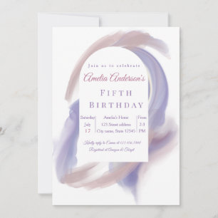 Lavender Watercolor Abstract Birthday Invita Invitation