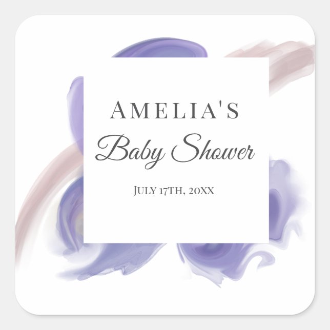 Lavender Watercolor Abstract Square Sticker (Front)
