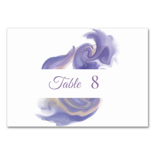 Lavender Watercolor Abstract Table Number (Front)