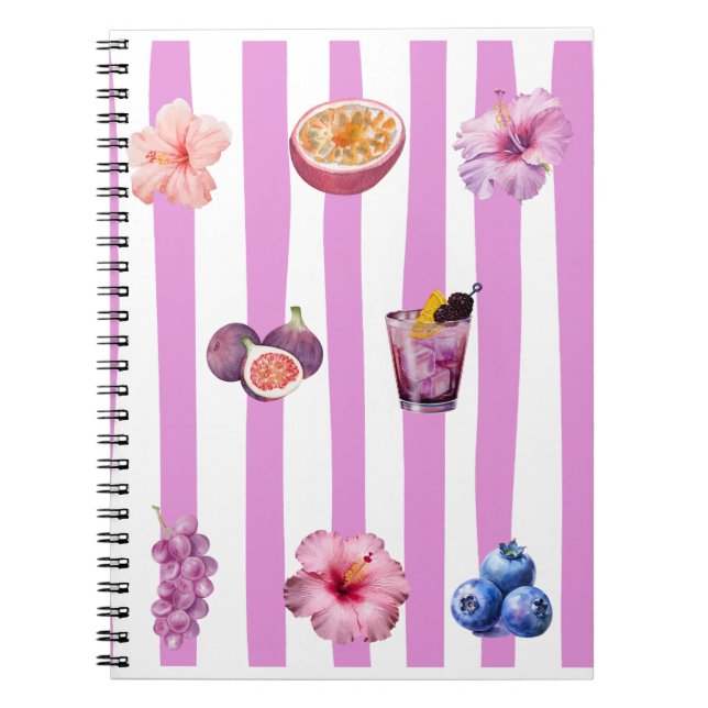 Lavender Watercolor Botanical Pattern Notebook (Front)