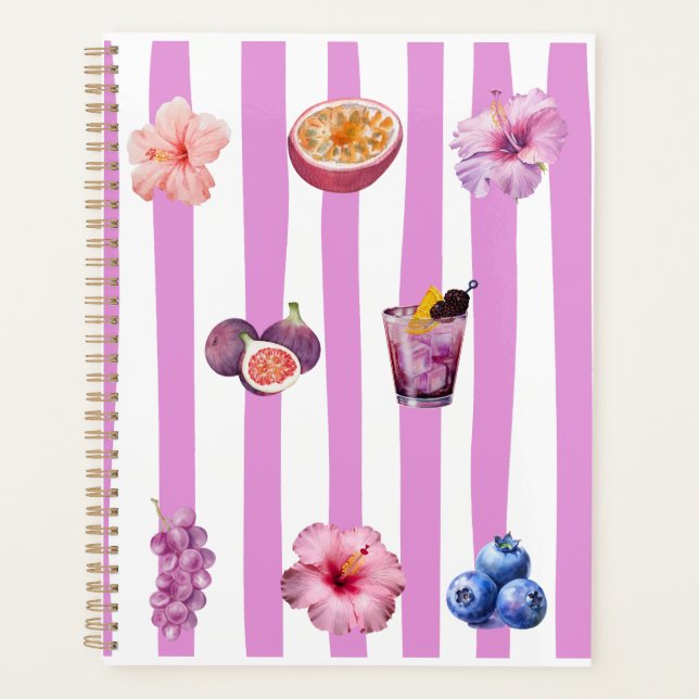 Lavender Watercolor Botanical Pattern Planner (Front)