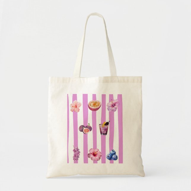 Lavender Watercolor Botanical Pattern Tote Bag (Front)