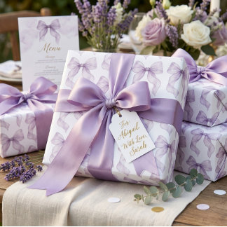 Lavender Watercolor Bows Pattern Wrapping Paper