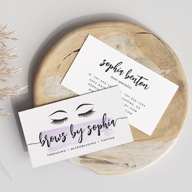 Lavender Watercolor Brow Services Business Card (Creator Uploaded)