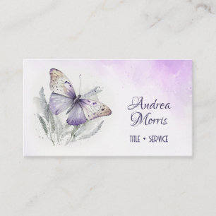 Lavender Watercolor Butterfly Business Card