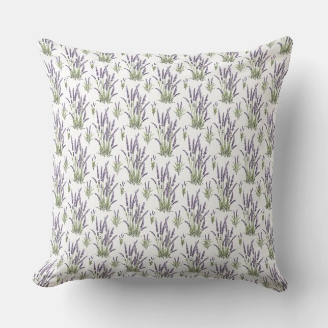 Lavender Watercolor ClipArt, Flora Pattern  Cushion (Front)