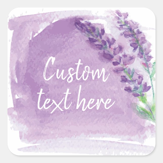Lavender Watercolor Essential Oil Square Sticker (Front)