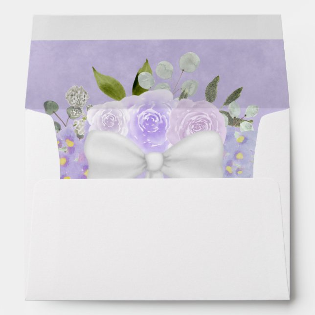 Lavender Watercolor Floral Elegant Boho Wedding Envelope (Back (Bottom))