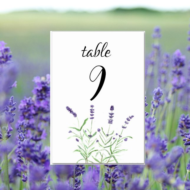 Lavender Watercolor Floral Purple Flowers Wedding Table Number (Creator Uploaded)