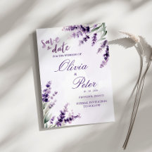 Lavender Watercolor Floral Save the Date