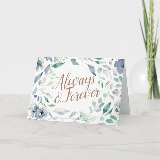 Lavender Watercolor Floral Wedding Congratulations Card (Front)