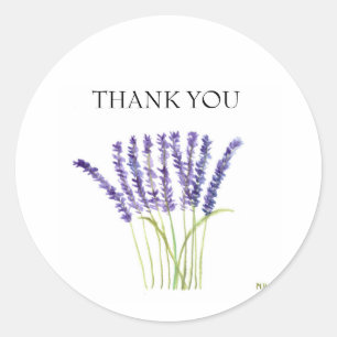 Lavender watercolor flowers herbs rustic purple classic round sticker