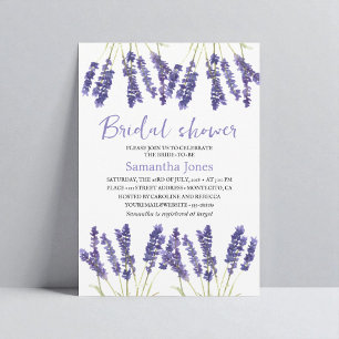 Lavender Watercolor Flowers Purple Bridal Shower Invitation