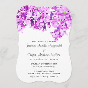 Lavender Watercolor Flowers Rehearsal Dinner Invitation