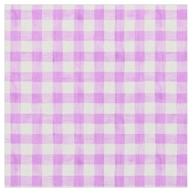 Lavender Watercolor Gingham Fabric (Close Up)