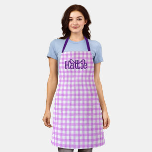 Lavender Watercolor Gingham Personalised Apron