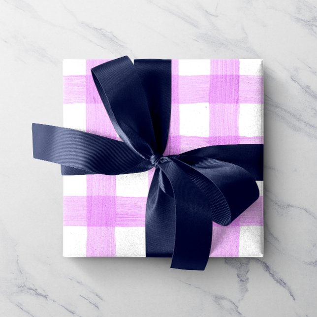 Lavender Watercolor Gingham Wrapping Paper (Creator Uploaded)