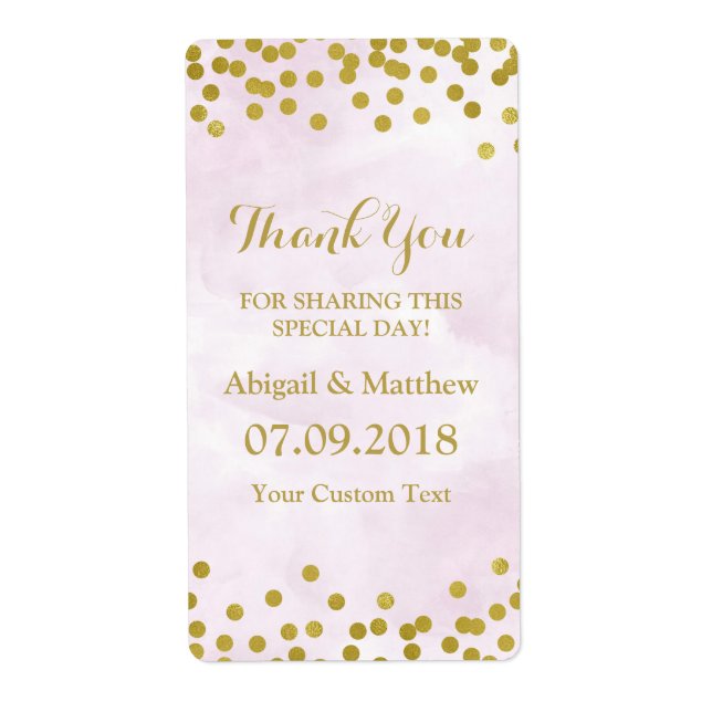 Lavender Watercolor Gold Confetti Wedding Labels (Front)