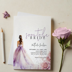 Lavender Watercolor Gown Floral Bridal Shower Invitation