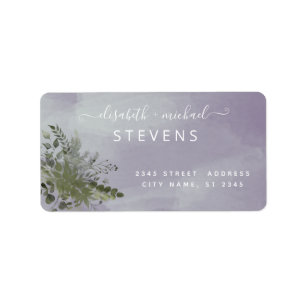 Lavender watercolor greenery eucalyptus couple lab label
