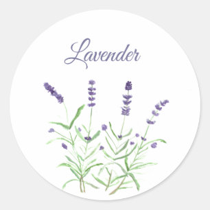 Lavender Watercolor Herbs Kitchen Purple Classic Round Sticker