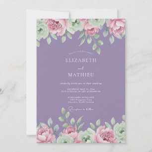 Lavender Watercolor Painted Wedding Invitation
