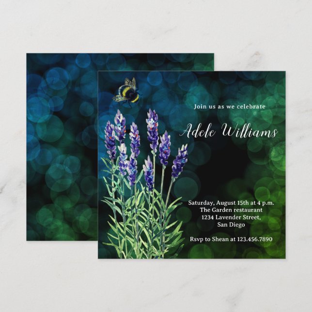 Lavender watercolor painting Invitation (Front/Back)