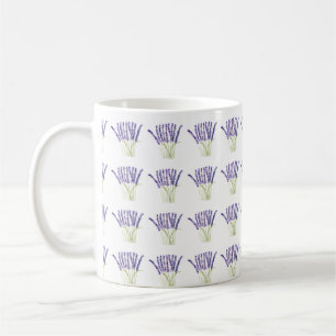 Lavender watercolor pattern herb purple flowers coffee mug