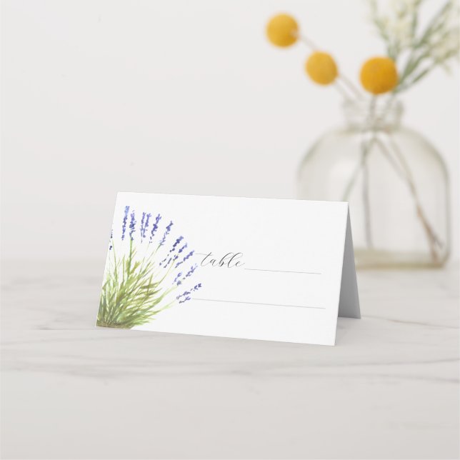 Lavender Watercolor Purple Flower Floral Wedding Place Card (Front)