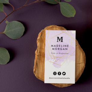 Lavender Watercolor Social Media with Photo Business Card