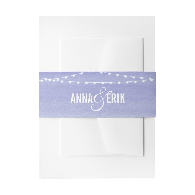Lavender Watercolor String Lights Invitation Belly Band (Front Example)