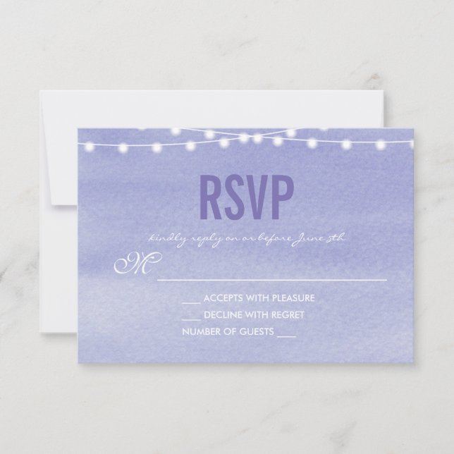 Lavender Watercolor String Lights RSVP Card (Front)