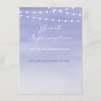 Lavender Watercolor Stringlights Guest Information Enclosure Card