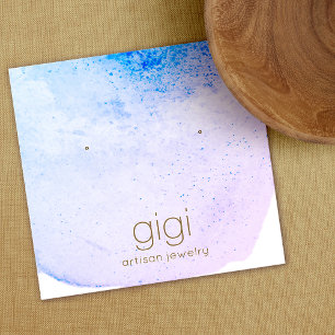 Lavender Watercolor Studs Earring Display Holder Square Business Card