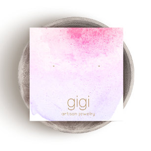 Lavender Watercolor Studs Earring Display Holder Square Business Card