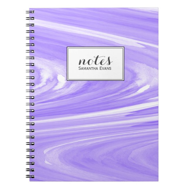 Lavender Watercolor Swirl Marble Pattern Custom Notebook (Front)
