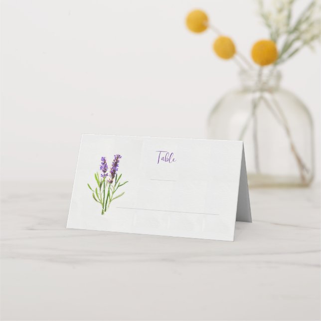 Lavender Watercolor Table Place  Card (Front)