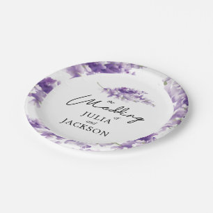 Lavender Watercolor Wedding Elegant Personalised Paper Plate
