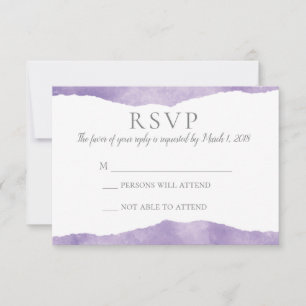 Lavender Watercolor Wedding Invitation RSVP