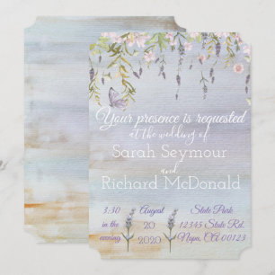 Lavender Watercolor Wedding Invitation -white text