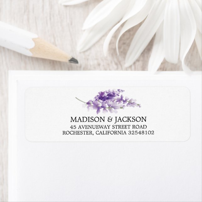 Lavender Watercolor Wedding Personalised Address (Insitu)