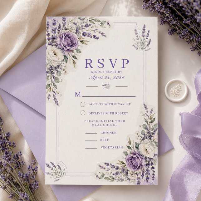 Lavender Watercolor Wedding RSVP Card (Creator Uploaded)
