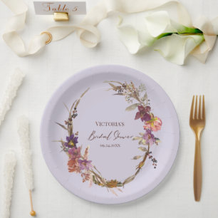 Lavender Watercolor Wildflower Paper Plates