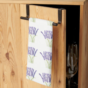 Lavender watercolour painting herb purple flowers tea towel