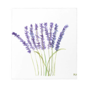 Lavender watercolour painting, purple flowers notepad