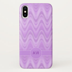 Lavender wave geometric pattern, monogram intials iPhone x case