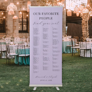 Lavender Wedding Alphabetical Seating Chart Retractable Banner
