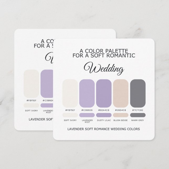 Lavender Wedding Colour Palette Card (Front/Back)